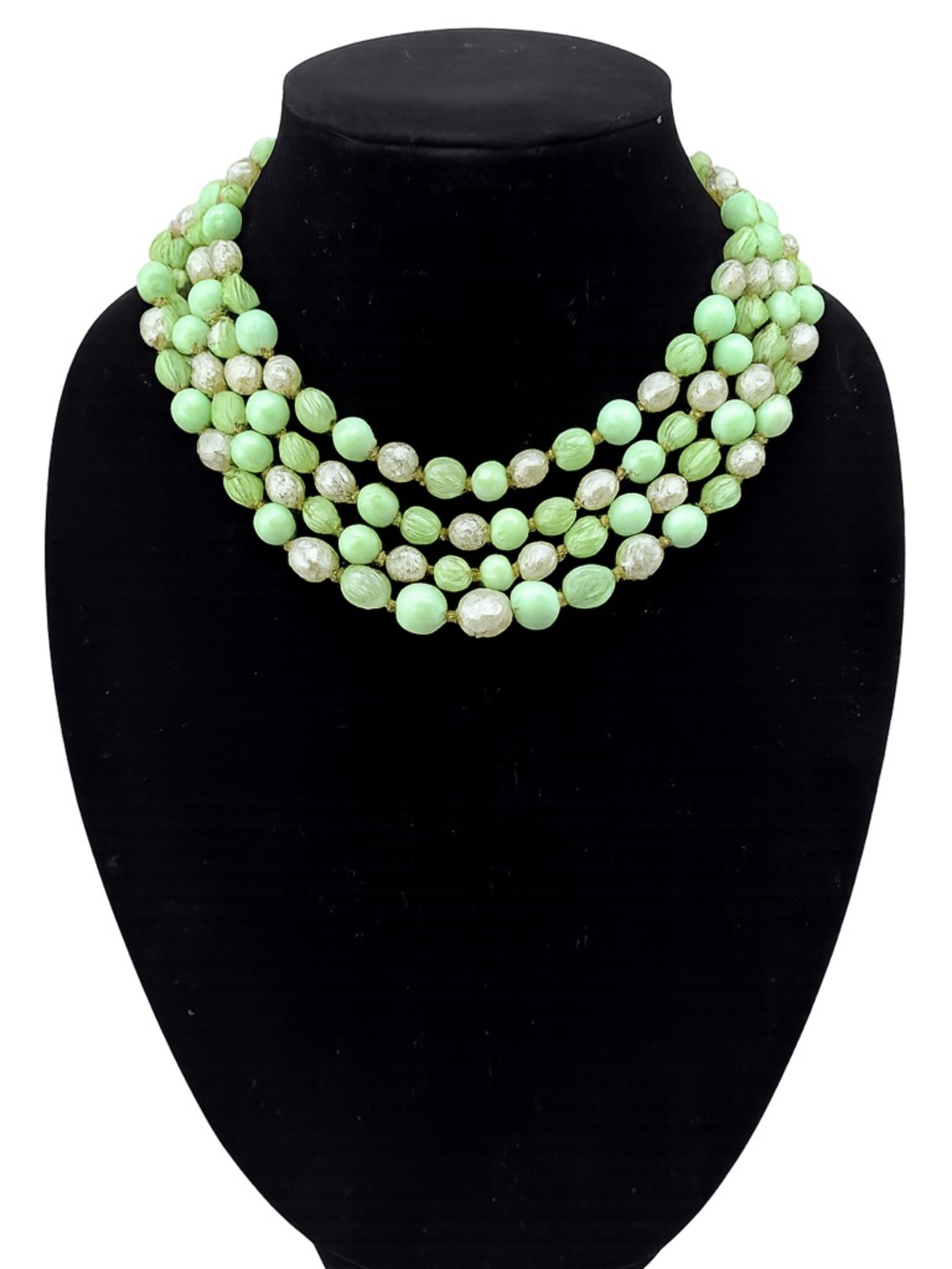 Multi-Strand Mint Green Beaded Necklace for Women